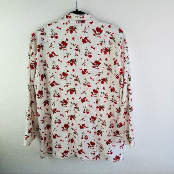 Victorias Secret Country Cottons Red White Floral Sleep Shirt Size M VTG 90’s - Picture 3 of 3